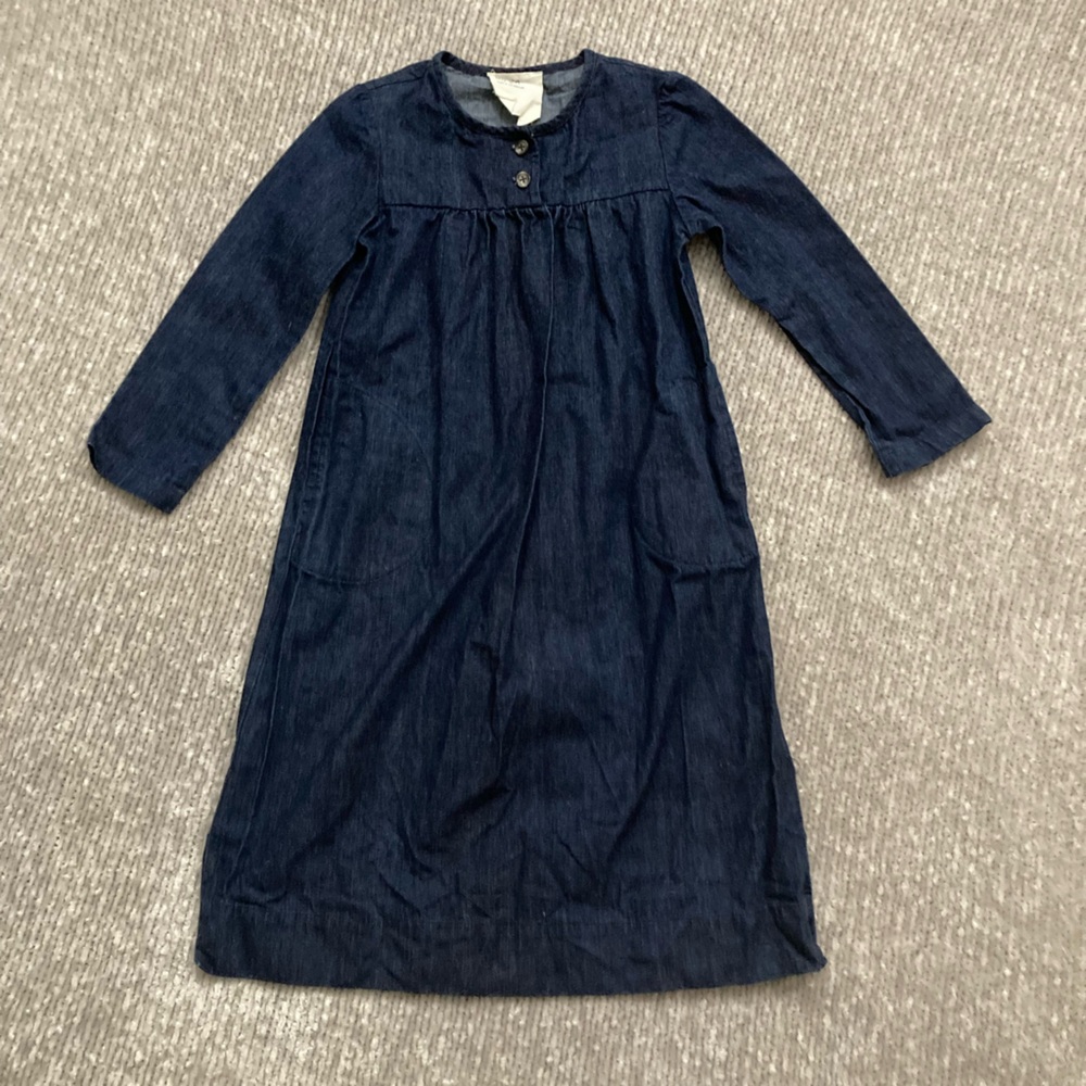 Boy + Girl Girls Size 6 Denim Chambray‎ Long Sleeve Midi Dress Made In USA